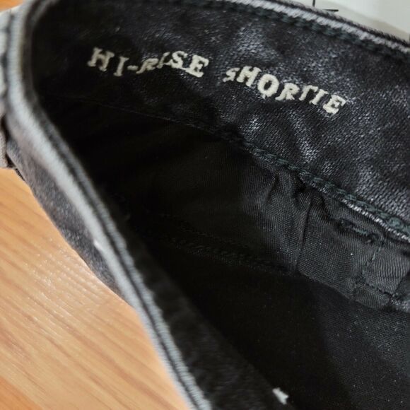 American Eagle Size 4 Hi-Rise Shortie Super Stretch X Crochet Black Denim Shorts - Picture 7 of 11
